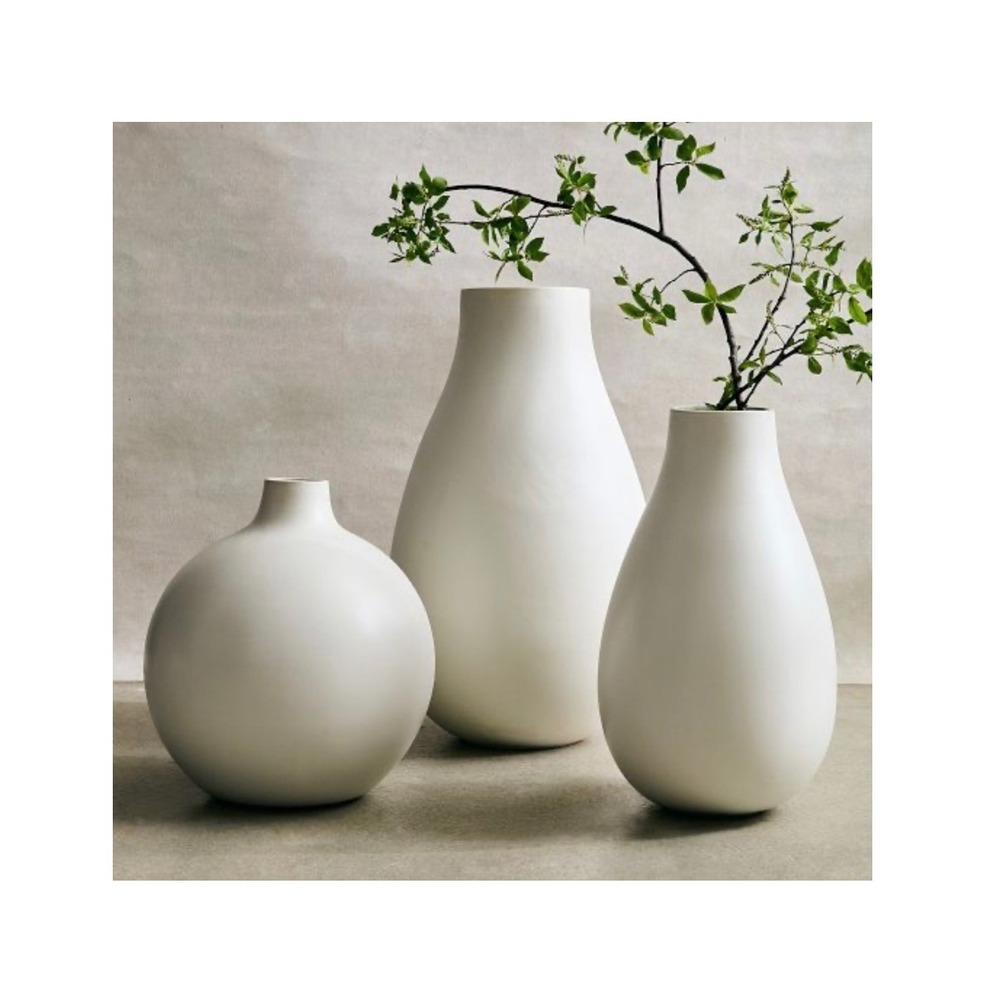 West Elm Pure Foundation Ceramic Vase Matte White Round Spherical Bud Vase 7"H